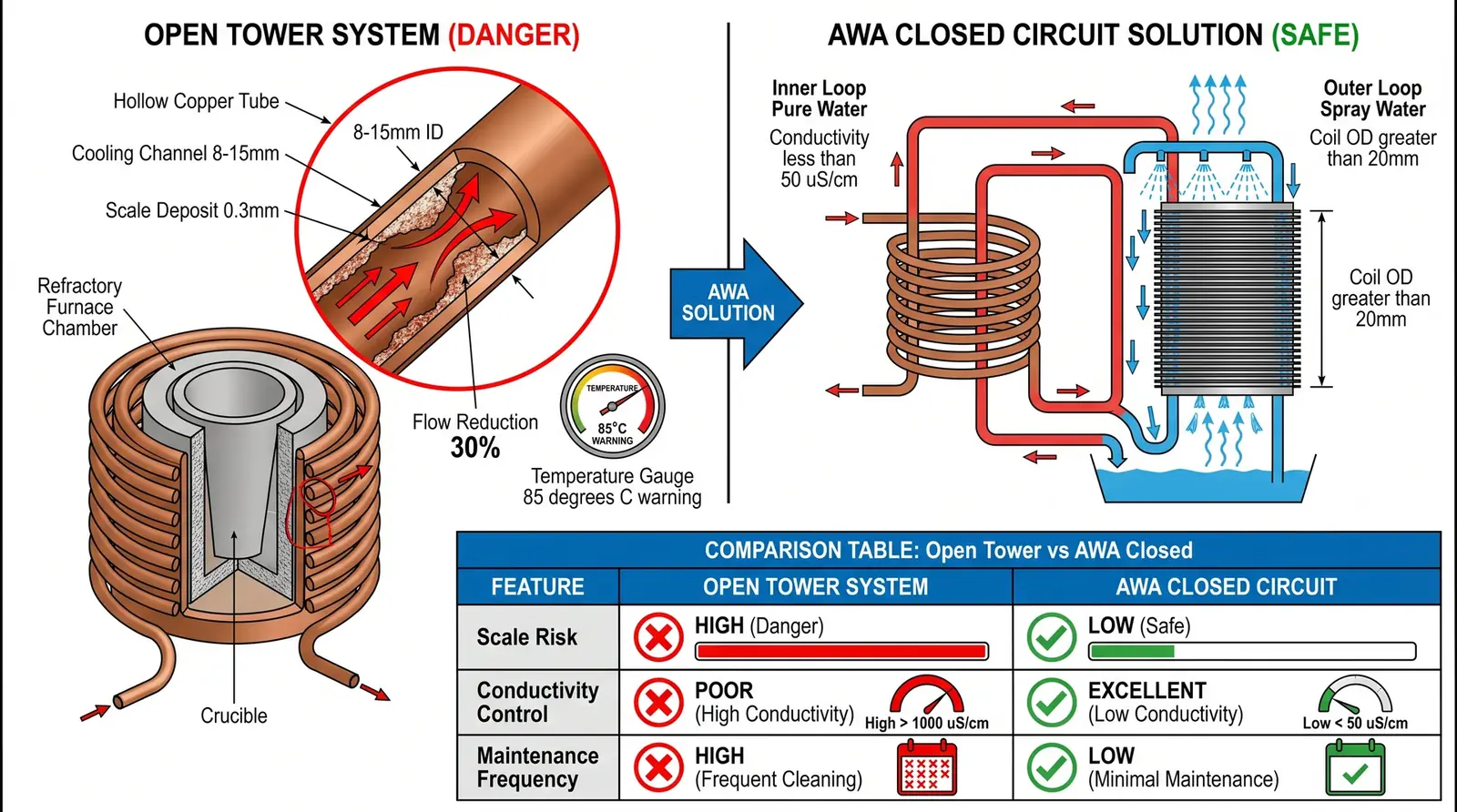 Induction Furnace Cooling System Selection Guide: Why Induction Coils Must Use Closed-Circuit Cooling