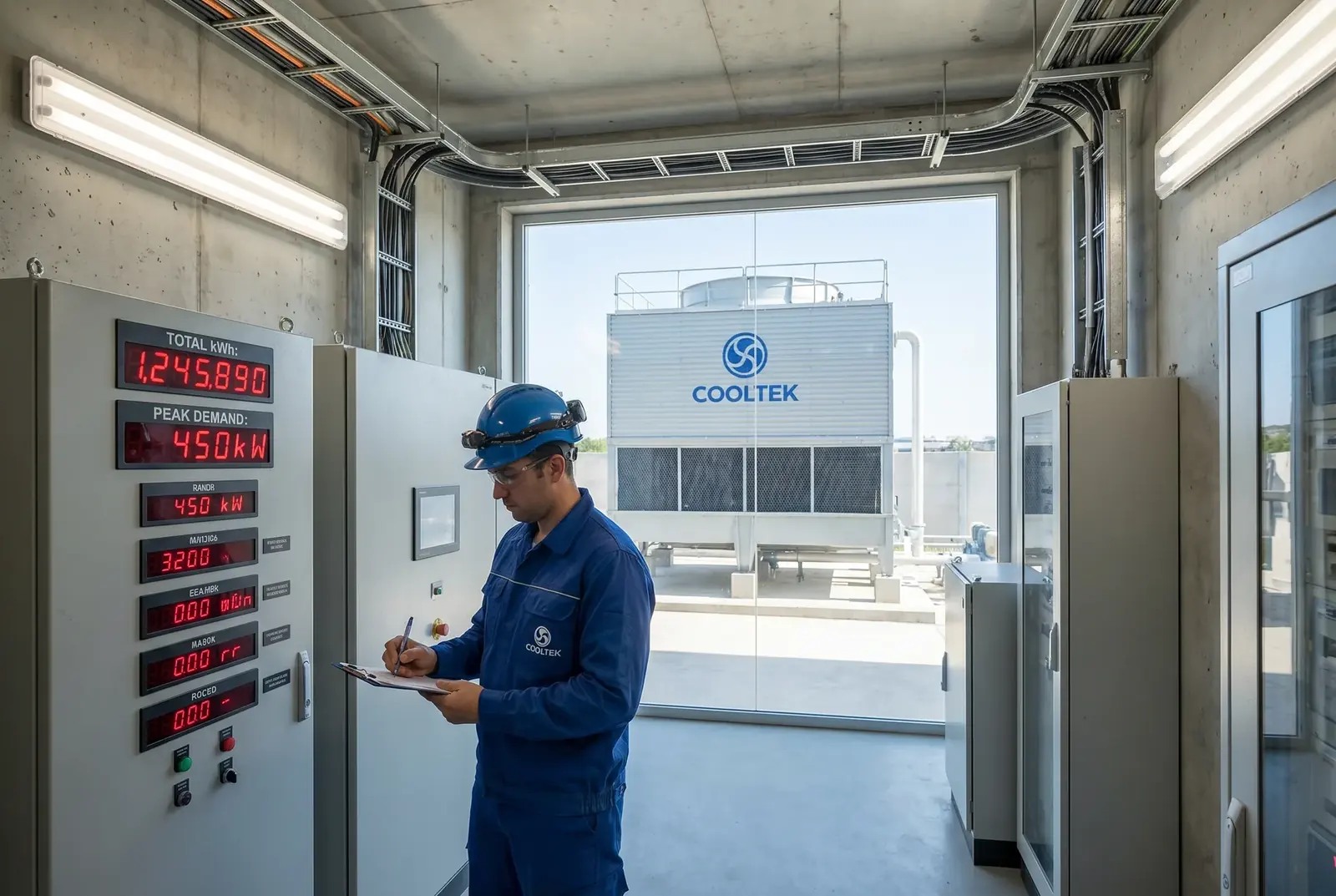 Cooling tower water-side pressure drop energy savings calculation